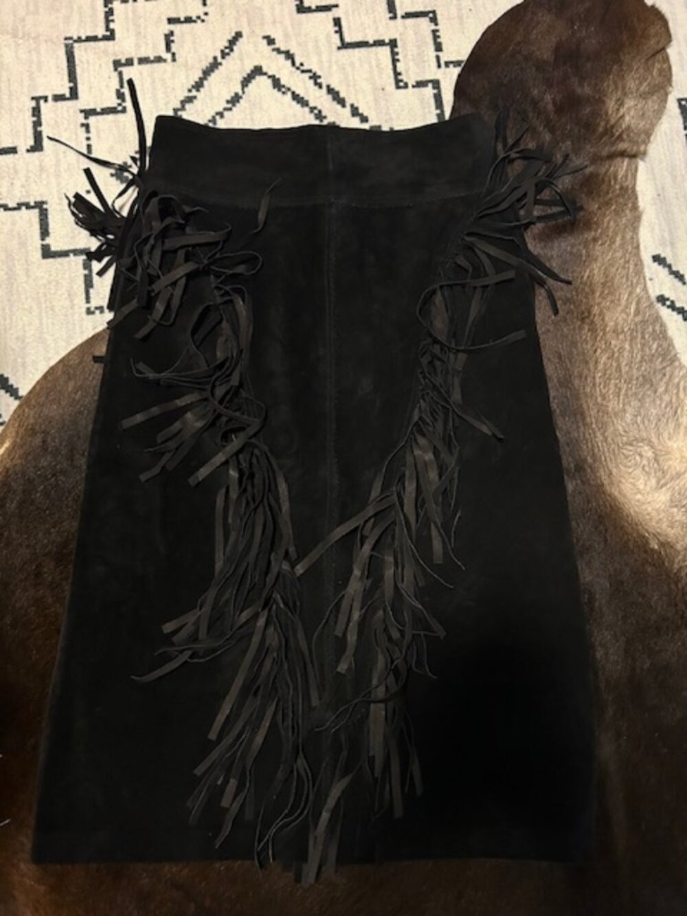 Genuine Suede Fringe Skirt